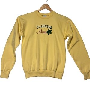 vtg CHAMPION Clarkson Mom sz Small Crewneck Sweatshirt Embroidery Yellow